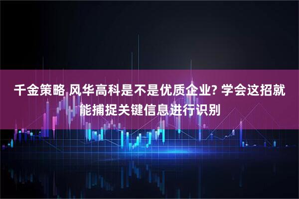 千金策略 风华高科是不是优质企业? 学会这招就能捕捉关键信息进行识别